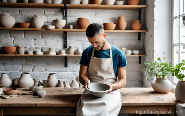 세라믹 분야 연봉 협상 전략 - **A passionate French artisan-ceramist, mid-20s, with short, stylish hair, focused intensely on shap...