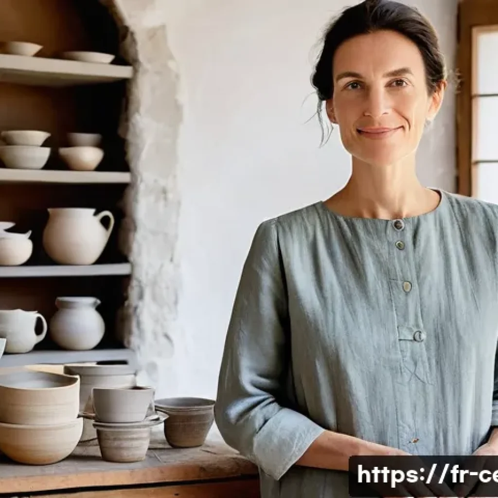 미술세라믹 자격증 취득 과정 - **A Certified French Ceramic Artist in Her Atelier:**
An elegant French ceramic artist, in her l...