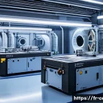 세라믹 산업 현황과 전망 - A futuristic aerospace manufacturing facility showcasing advanced ceramic components made using nano...