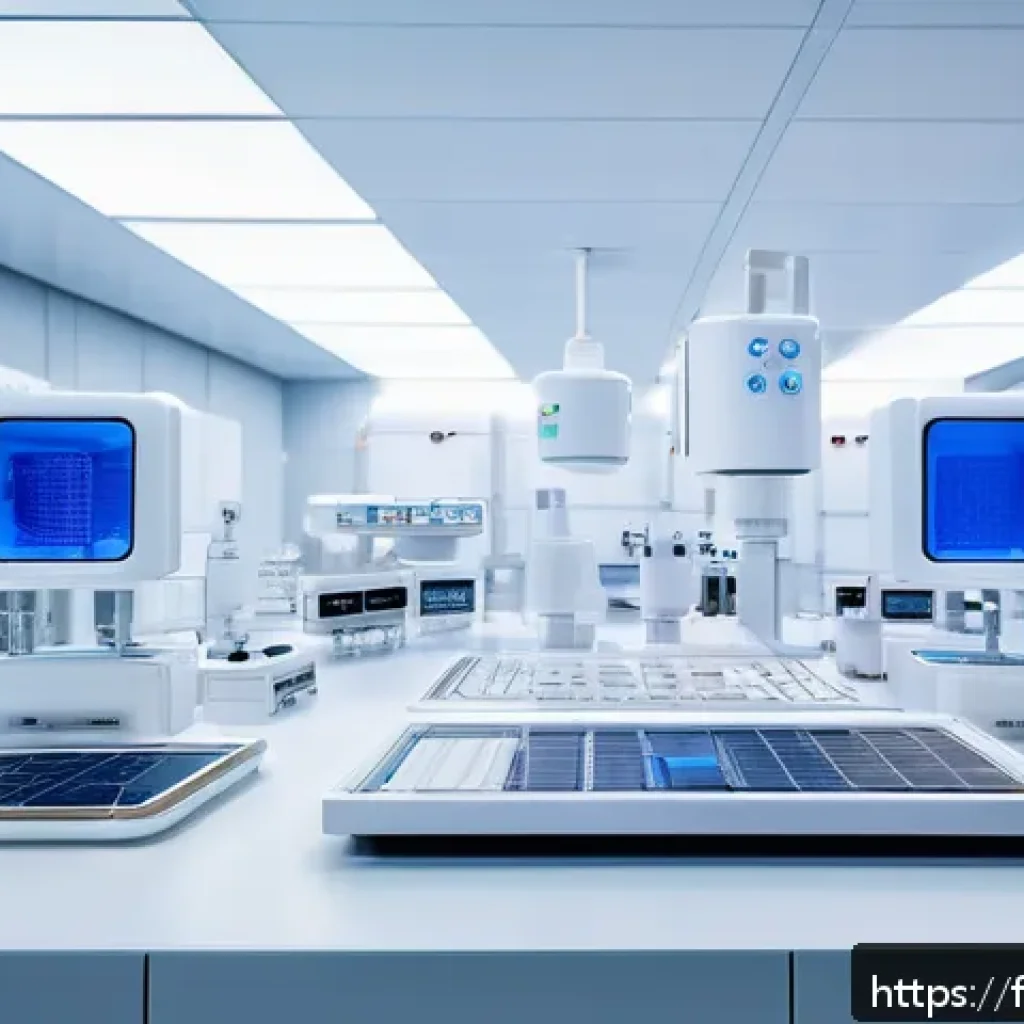 세라믹 재료 특성 및 활용 - A high-tech laboratory scene showcasing advanced ceramic electronic components, such as miniature ca...